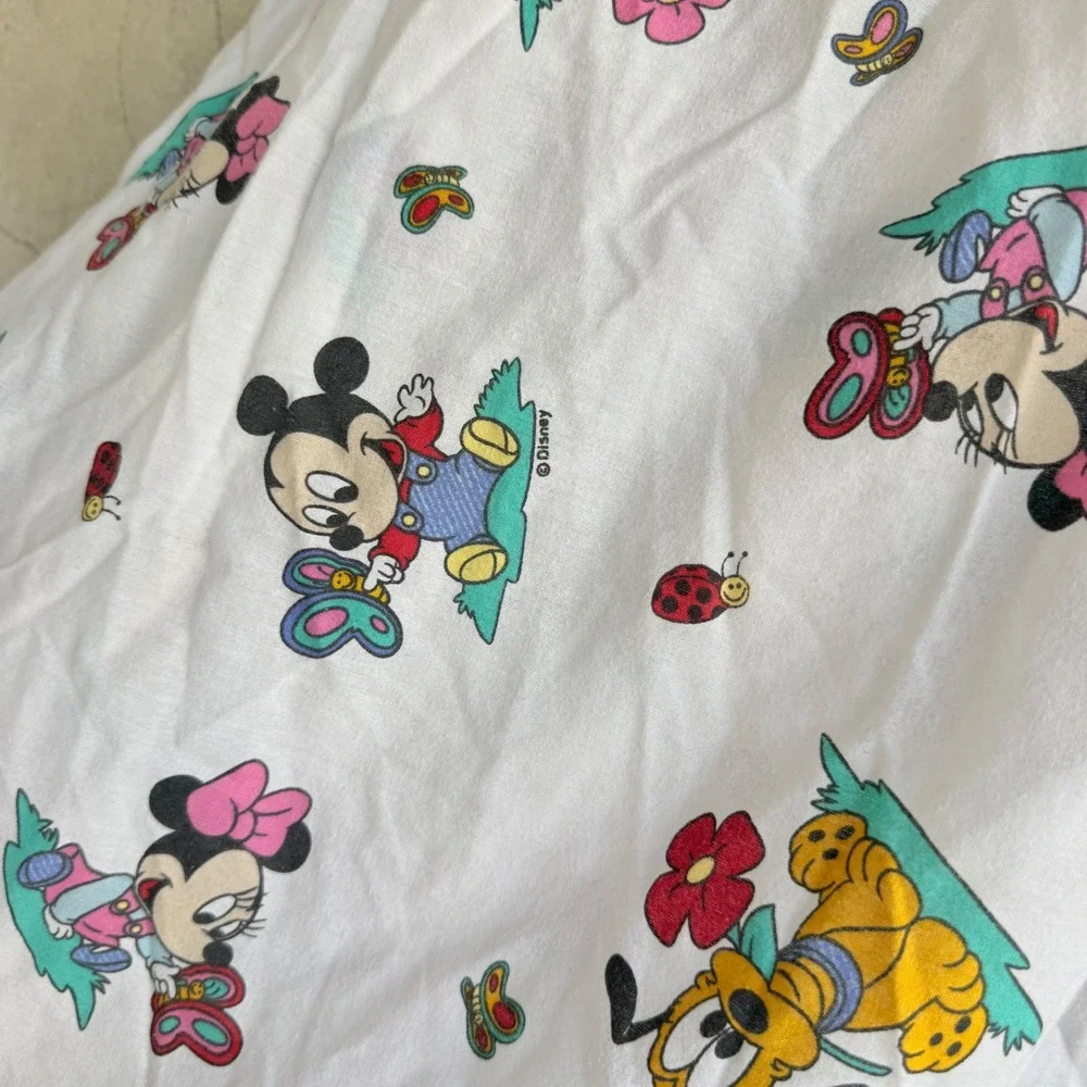 Vtg Disney Babies Crib Sheet Mickey Minnie Pluto Fitted Bedding Made in USA